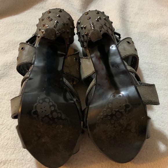 Slate Gray Studded Heels - Picture 4 of 5